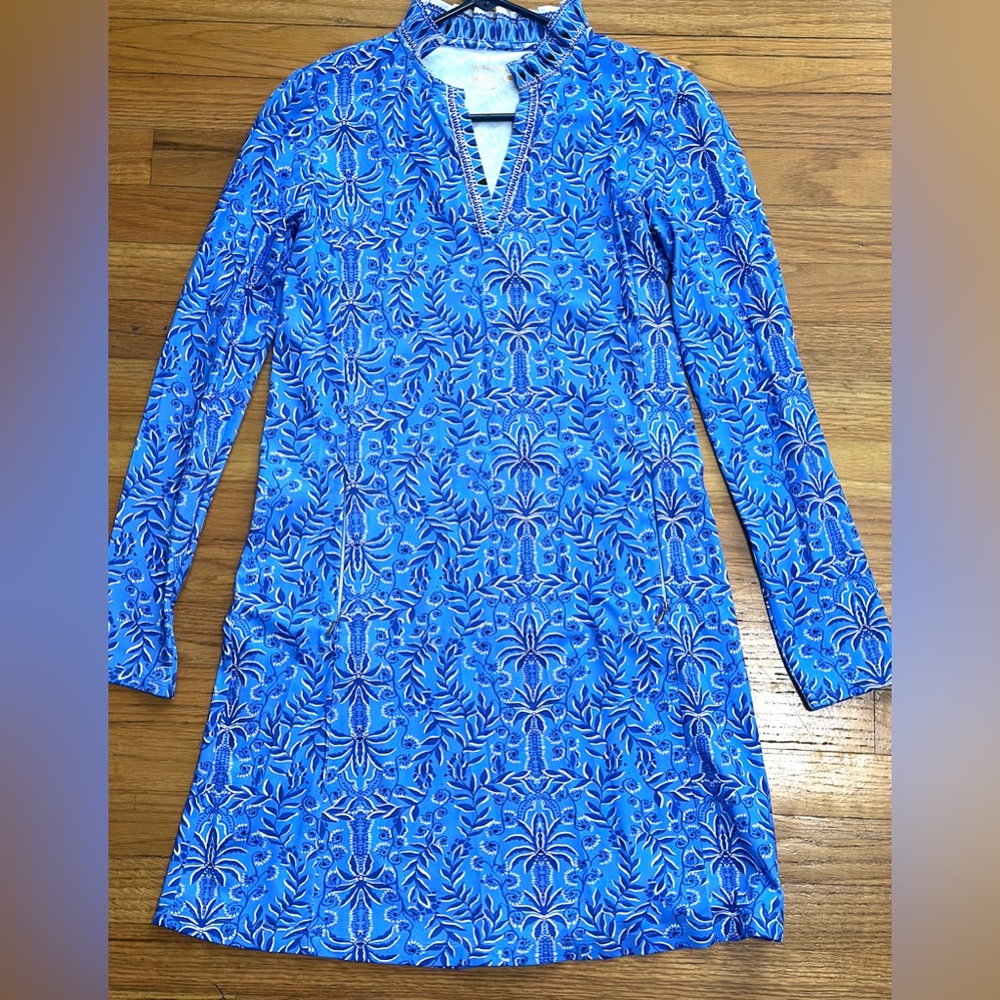 Lilly Pulitzer Small,HTF! Luxletic 'Abaco Blue Have It Both Rays'w/pockets! FLAW